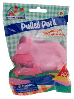 Toysmith #5775 Farm Fresh Pulled Pork Squishy Stretchy Pig Toys - NEW