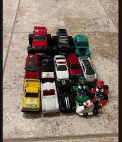 Mixed Lot of Toy Cars and Mario Kart Figures