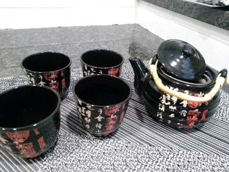 Black Chinese Poem Tea Set