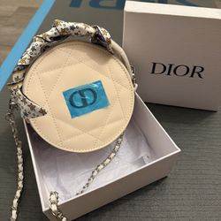 Dior Beige and Blue Round Crossbody Bag