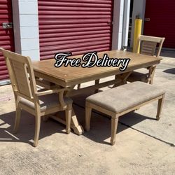 Large Dining Set Table 2 Benches and 2 Chairs See photos and details