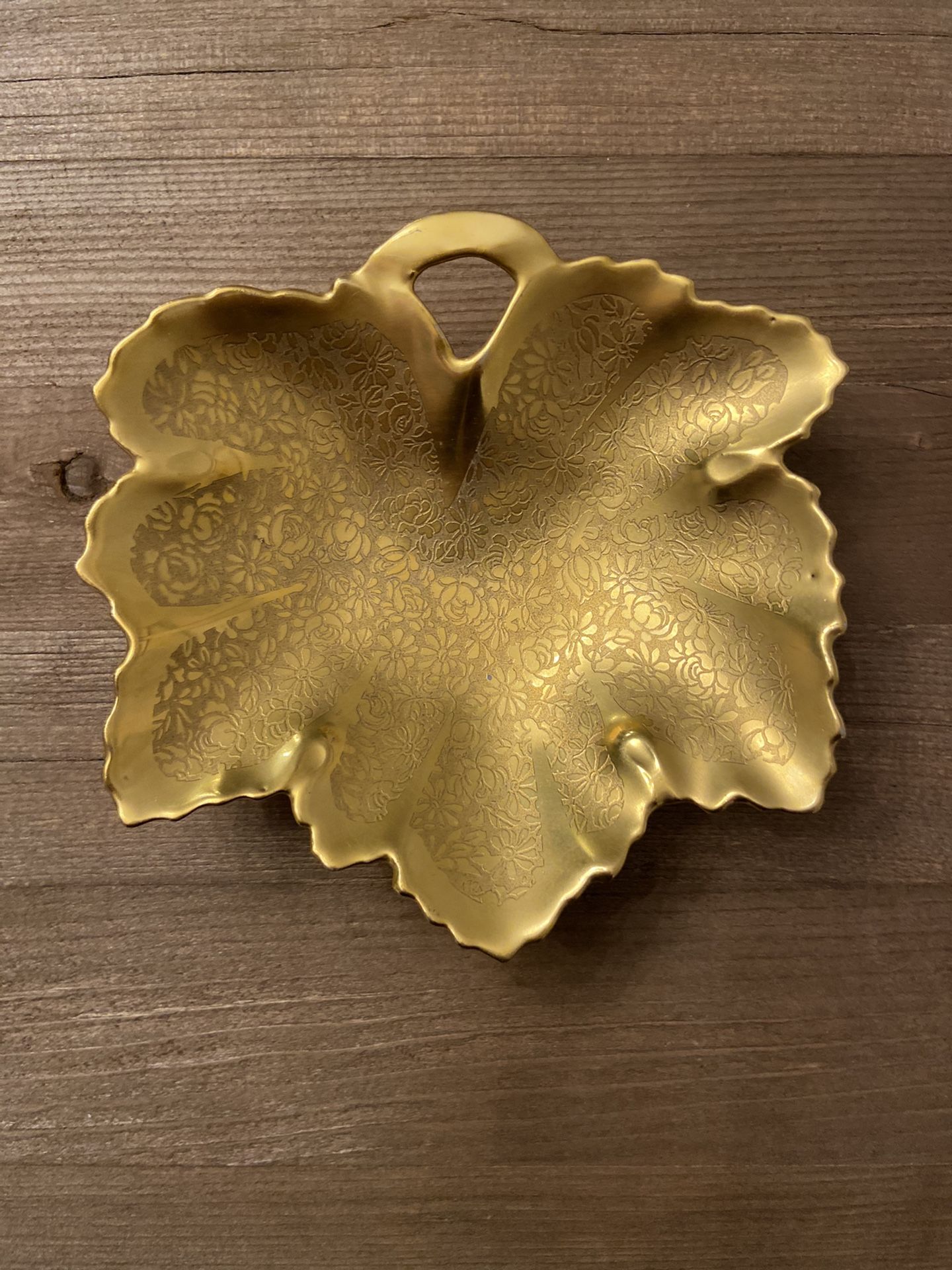 Vintage Royal Epiag Czechoslovakia Gold Painted Leaf Trinket Dish