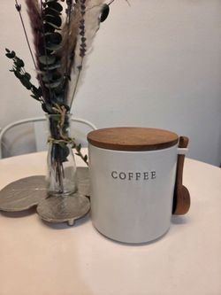 Hearth and Hand Magnolia Farms Ceramic Coffee Canister with Wooden Spoon