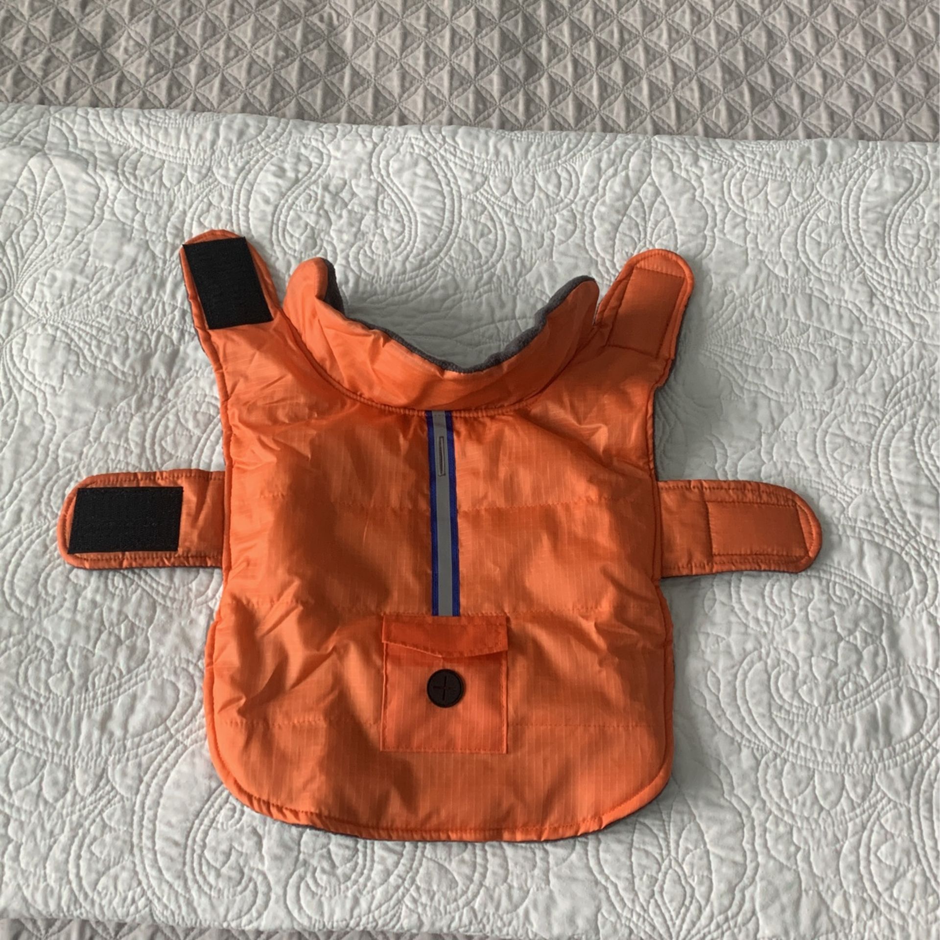 Dog Winter Orange Jacket, Fleece Lined, Size Small