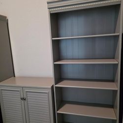 Office Desk with Hutch, Storage Cabinet and A Bookshelf