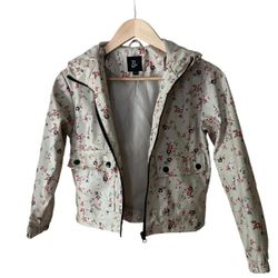 Stylish Girls Size (7/8) Hooded Floral Rain Jacket [Like New]
