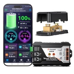 FOXWELL BT630 600A Battery Monitor with Shunt, 10–120V Bluetooth Real-Time Volts, Amps, Watts, Capacity & Runtime Tracking, High and Low Voltage Alarm