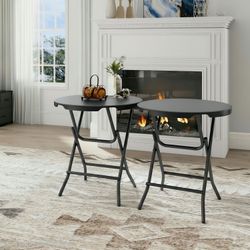 Round Folding Table, Set of 2 NEW, Black, Pack of 2 ,32 inches round folding table, NEW