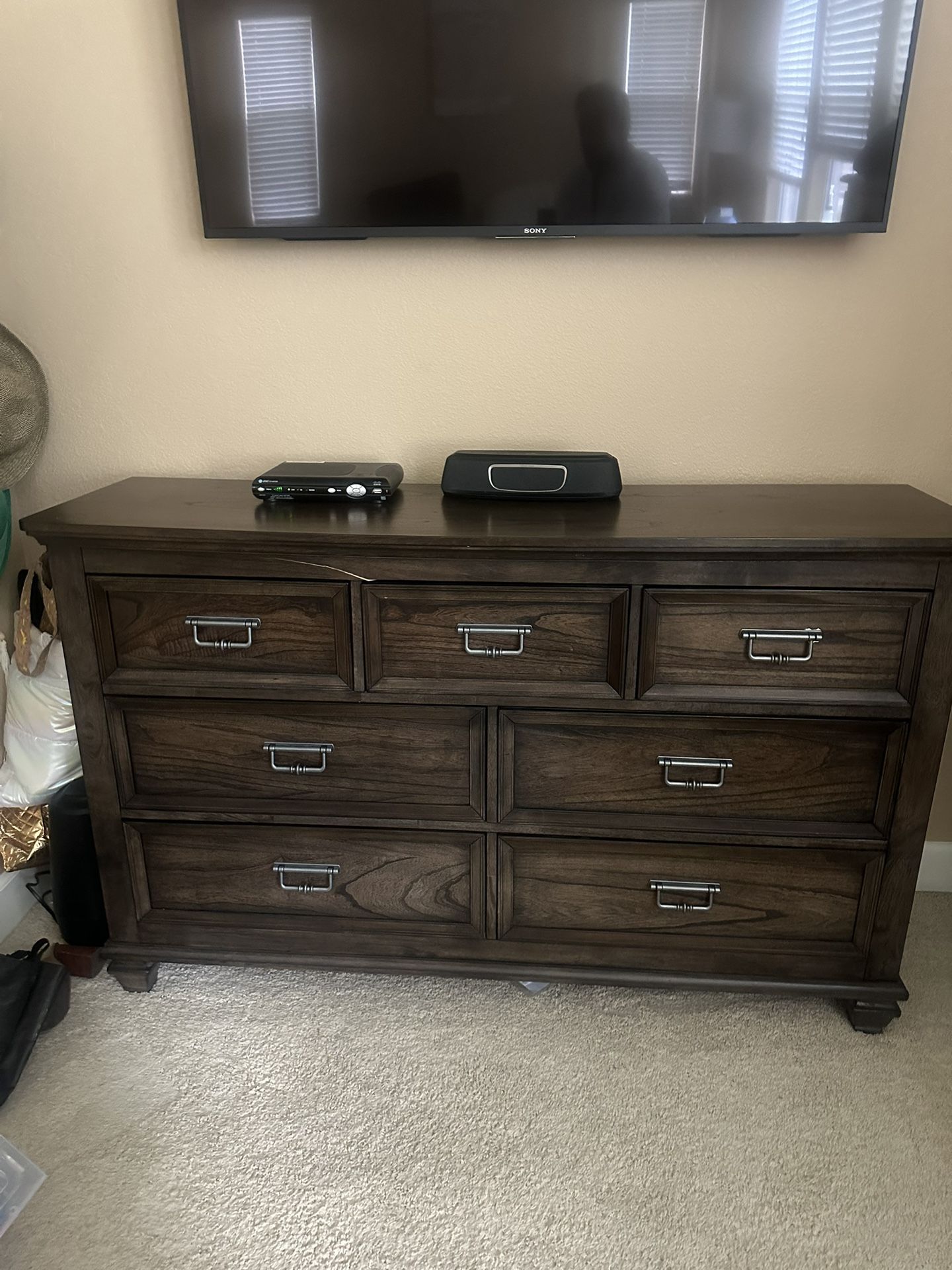CAMPBELL DRESSER UNISEX WOOD ANTIQUE BROWN CLASSIC TRADITIONAL