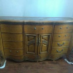 BEAUTIFUL Antique Granite Top 9 Drawers Dresser