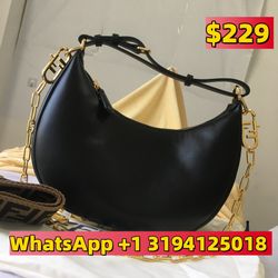 Fendi Leather Hobo Shoulder Bag Dark 