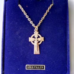 Gold Filled Celtic Crucifix And Chain Necklace