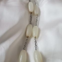 30" Necklace With Off- White Stones