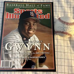 Tony Gwynn Sports Illustrated Baseball Hall of Fame Commemorative Issue and Autographed Baseball