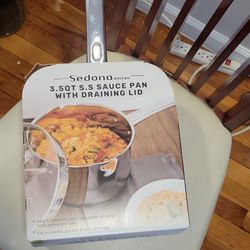 Sedona Kitchen 3.5 qt Stainless Steel Saucepan w/ Lid, Gas/Electric/Ceramic