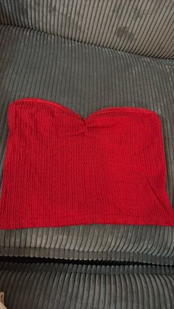 Red Strapless Crop Top