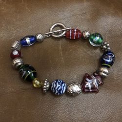 Silver and blonde glass bracelet