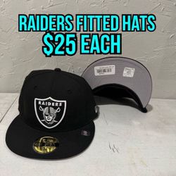 NFL New Era Las Vegas Raiders Basic Black 59fifty Fitted Hats  Size 7 And 7 3/4 