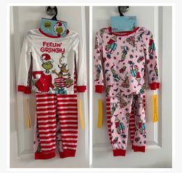 Dr. Seuss The Grinch - Conjunto de pijama de Navidad de 4 piezas, ropa de dormir de manga larga y pantalones, juego de pijama para niños y niñas size