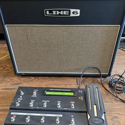 LINE 6 FLEXTONE III GUITAR COMBO AMP. INCLUDES: PEDAL BOARD