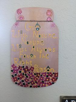 Hand Painted Mason Wood Jar