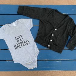 EUC American Apparel baby onesie & cardigan set, size 3-6 months