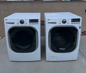 LG Front Load Washer & Gas Dryer Set – White – Fully Tested & Working