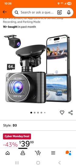 (NEW)4K FRONT/REAR DASHCAM