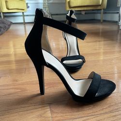 Black Open Toe Strap Heel