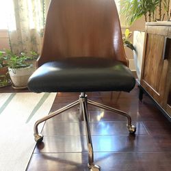 West Elm Swivel Office Chair Leather Seat 