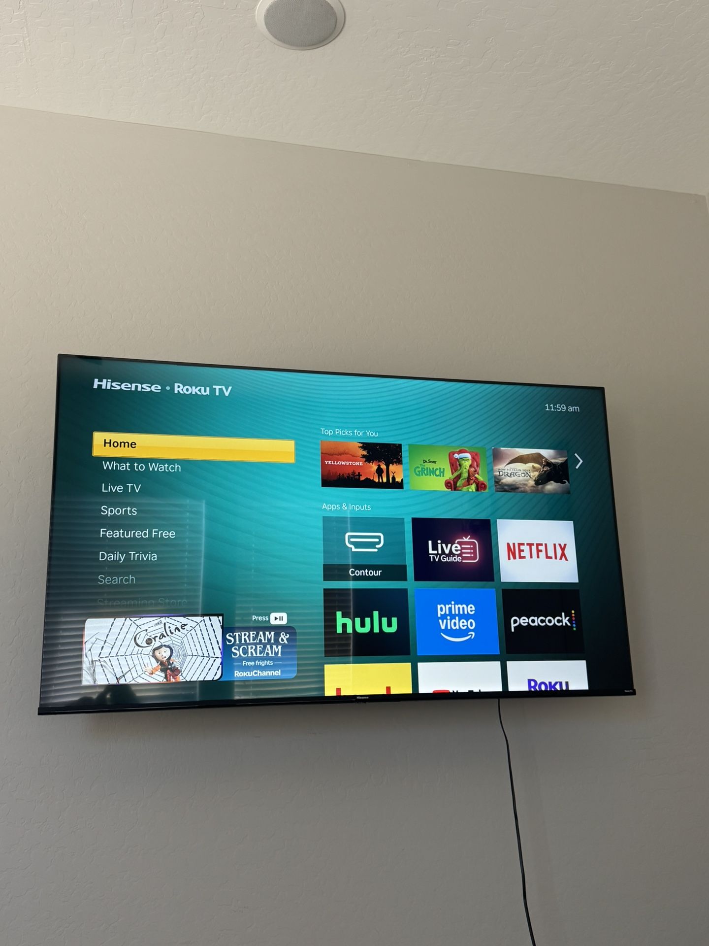 65” Hisense Roku Smart TV With Full Motion Mount