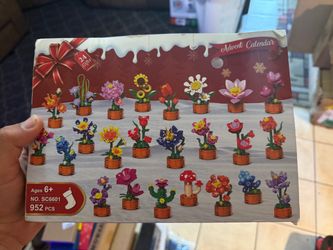 Advent Calendar 2026 Flowers Christmas Countdown Building Sets for Kids 6+ 24-Day Countdown Calendar Botanicals 3.6mm Building Blocks Party Favors Toy