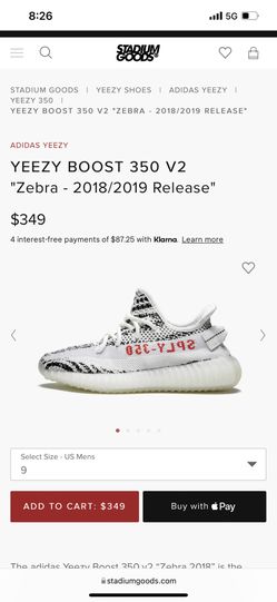 YEEZY BOOST 350 V2 "Zebra 10.5