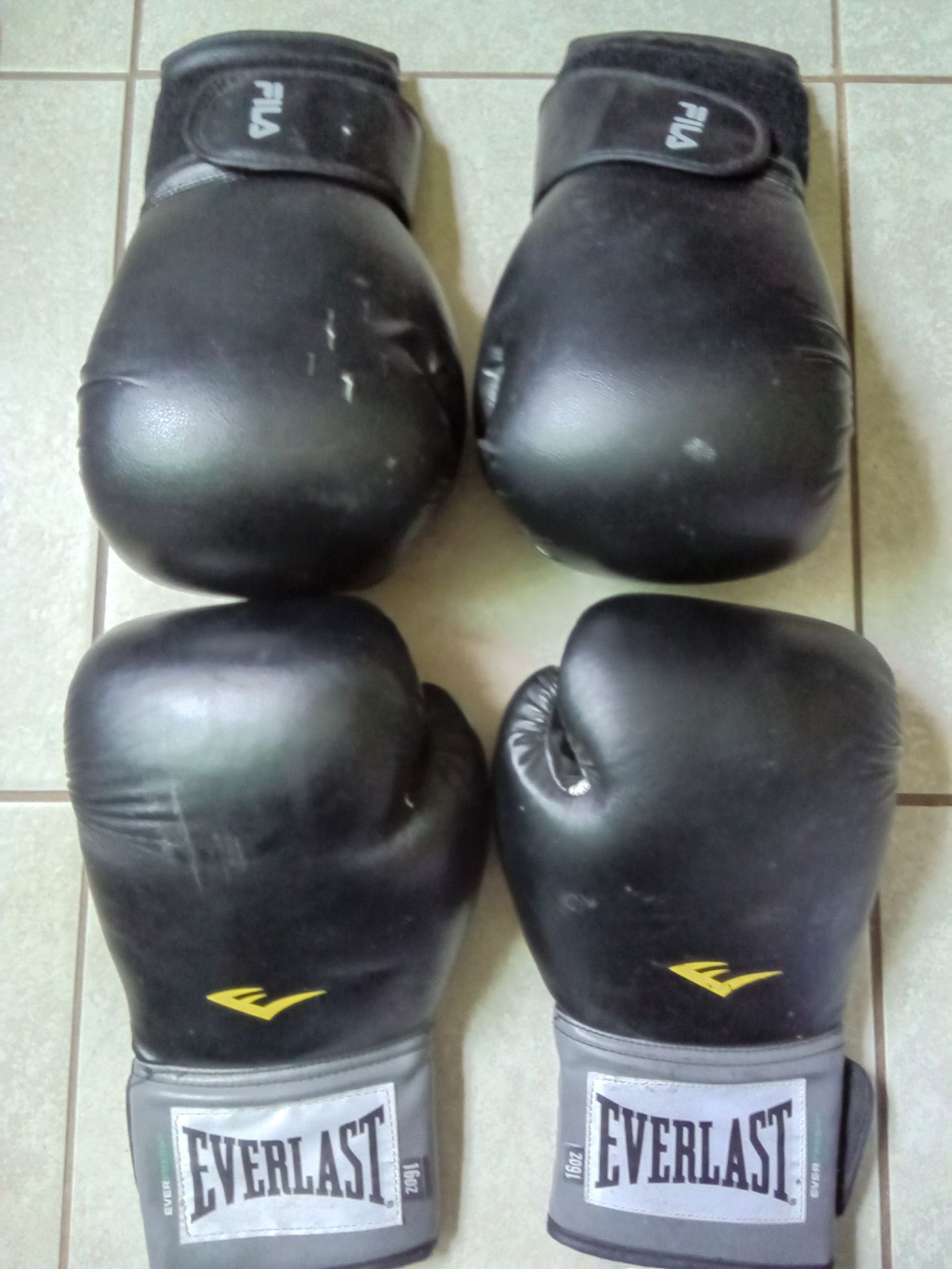 Everlast 16 oz boxing gloves and fila boxing gloves