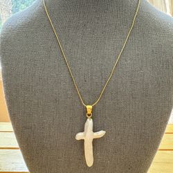 Pearl Cross Necklace 18k Gold Vermeil Necklace