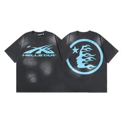 NEW Hellstar Sports Core Logo T-Shirt Gray/Black/Aqua Blue