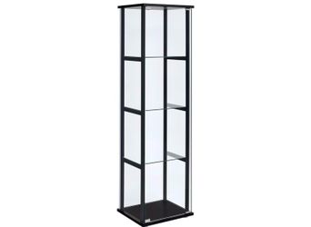 Coaster Home Furnishings Cyclamen 64-inch 5-Tier Clear Tempered Glass Curio Cabinet Display Case with Shelving Black