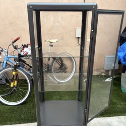 IKEA FABRIKÖR Glass-door cabinet, dark gray