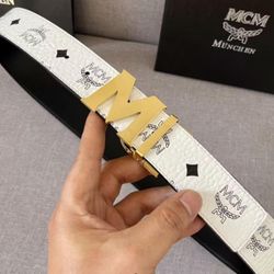 Mcm Belt white and gold size 34 