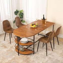 Homy Casa Nimble 71" Dining Table with Half Round Storage Shelf