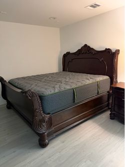 Solid wood king size set electric adjustable