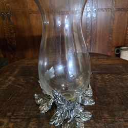 Vintage international silver company oak leaf motif candlestick holder.