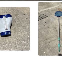 Chlorine Float And Pool Skimmer With Adjustable Aluminum Wand