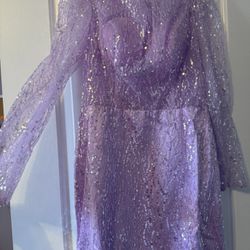 Lavender Sequin Dress With Slit Size 4