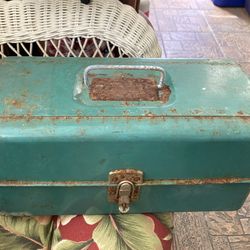 Antique Fishing Tackle Box With Indent Ruler On Top