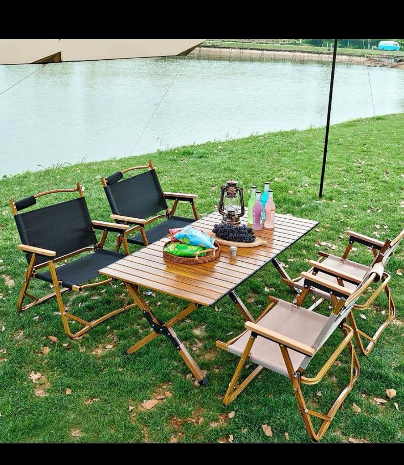 Portable Folding Camping Table w/ Chairs Lightweight Aluminum