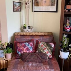 Seagrass Loveseat w/ Satin And Silk Cushions