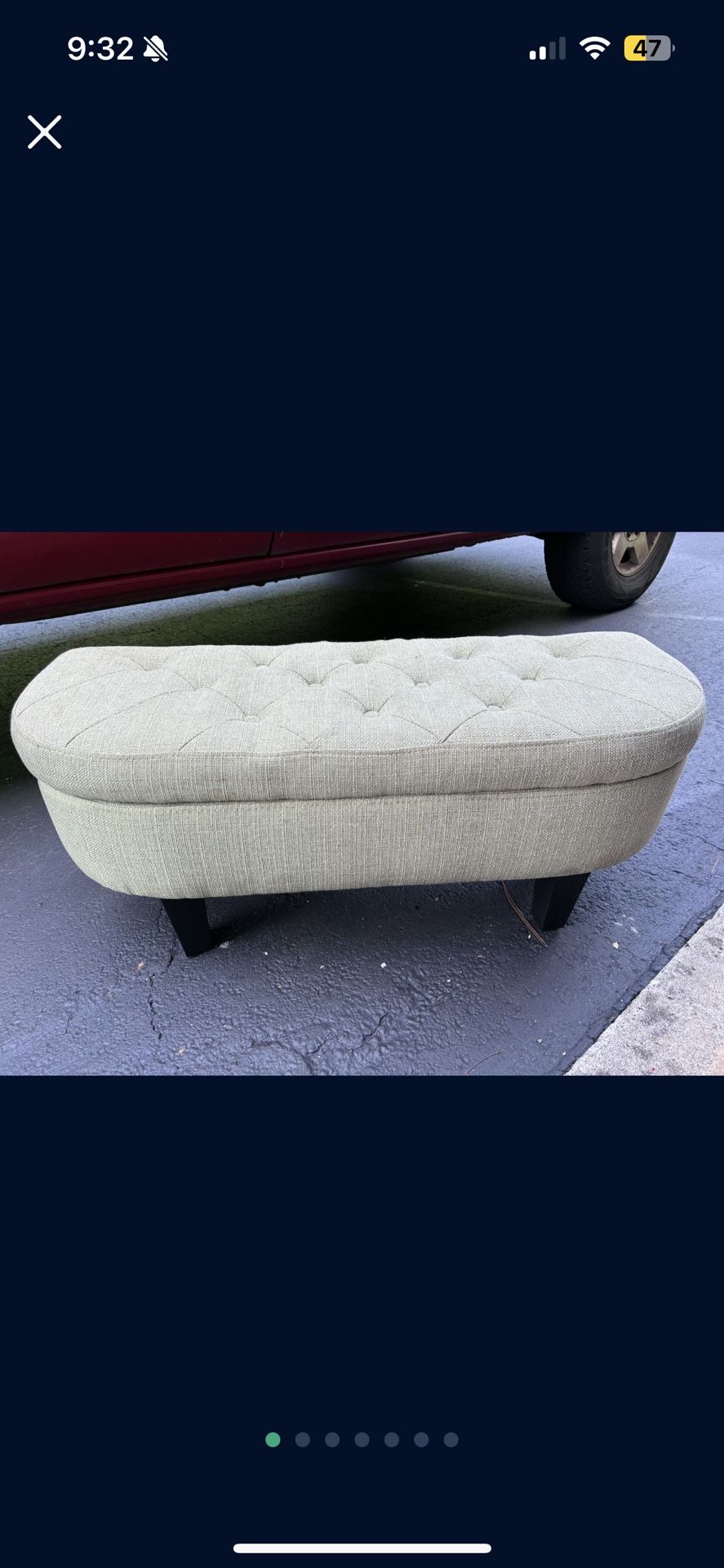 Half Moon Storage Bench/Ottoman For End Of Bed Or Hallway