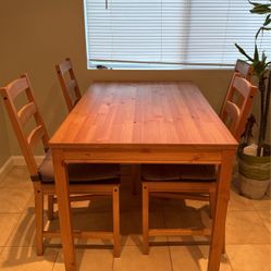 IKEA Wood Table And 4 Chairs Set 