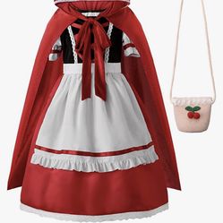 Reliparty Girls Costume for Girls Deluxe Costume Halloween Dress with Cloak,Apron, Bag